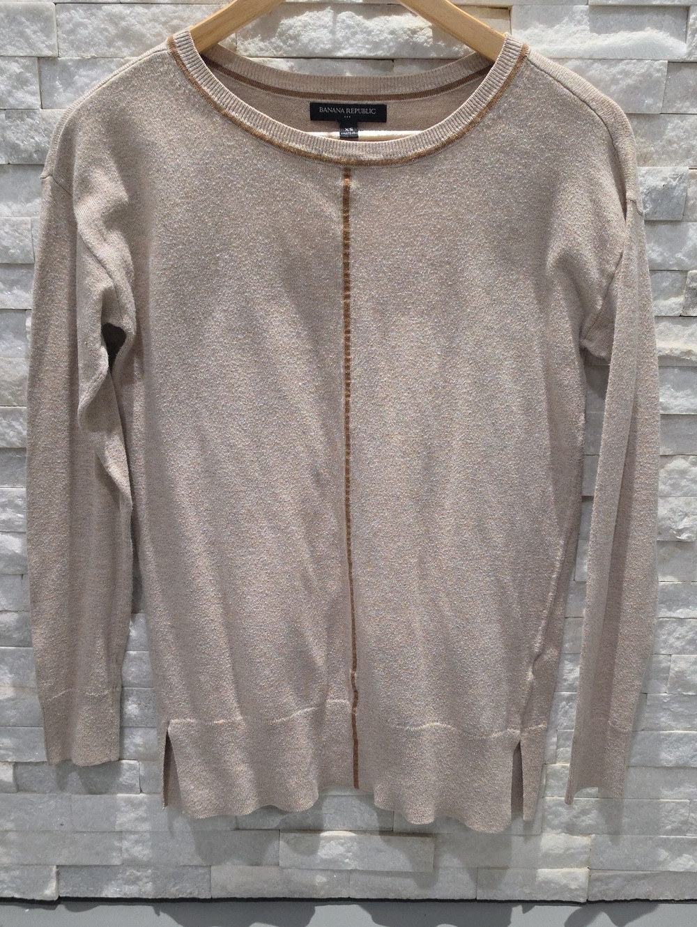 Banana Republic Light Cream Crewneck Sweater with Center Seam